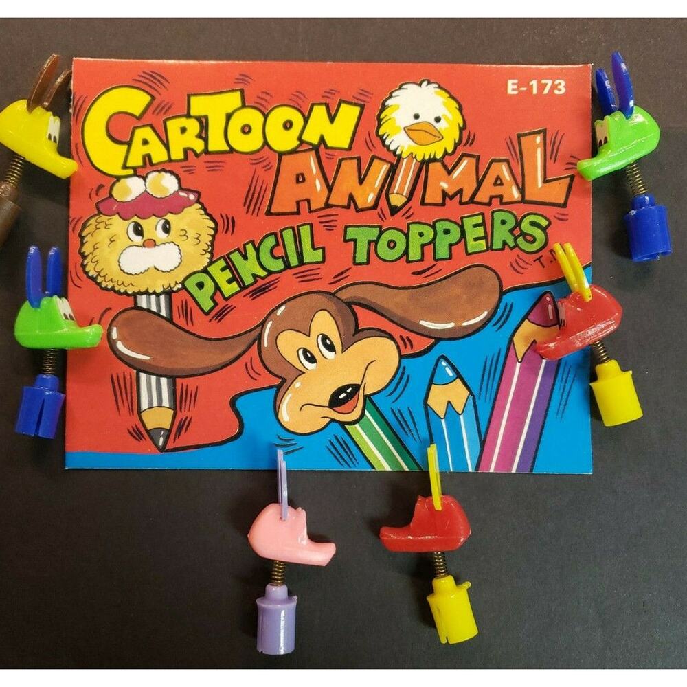 Vintage Gumball Vending Springy Animal Pencil Toppers ‎ Lot of 6 New Old Stock